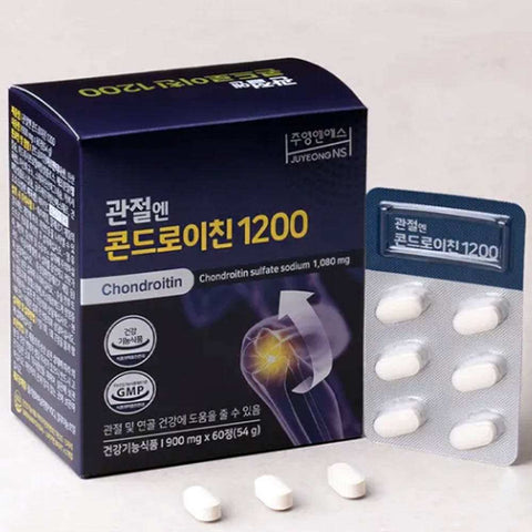 JUYEONG NS Chondroitin 1200 Sulfate Sodium tablets for joint health, 1080mg, 60 count package.