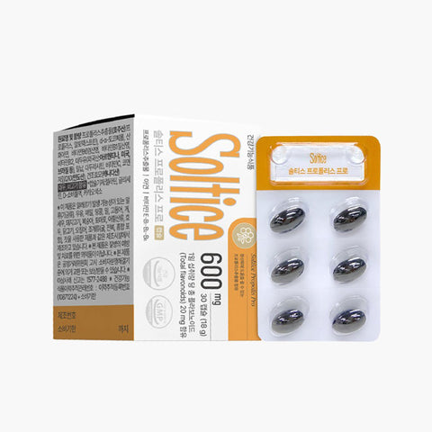 Soltice Propolis Pro 30 capsules, immune support supplement with propolis extract and antioxidants.